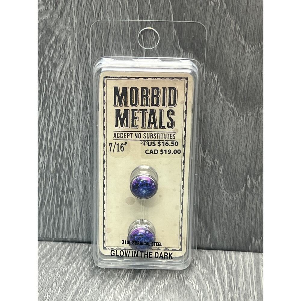 Morbid Metals 7/16" Surgical Steel Glow in the Dark Plug Earrings
